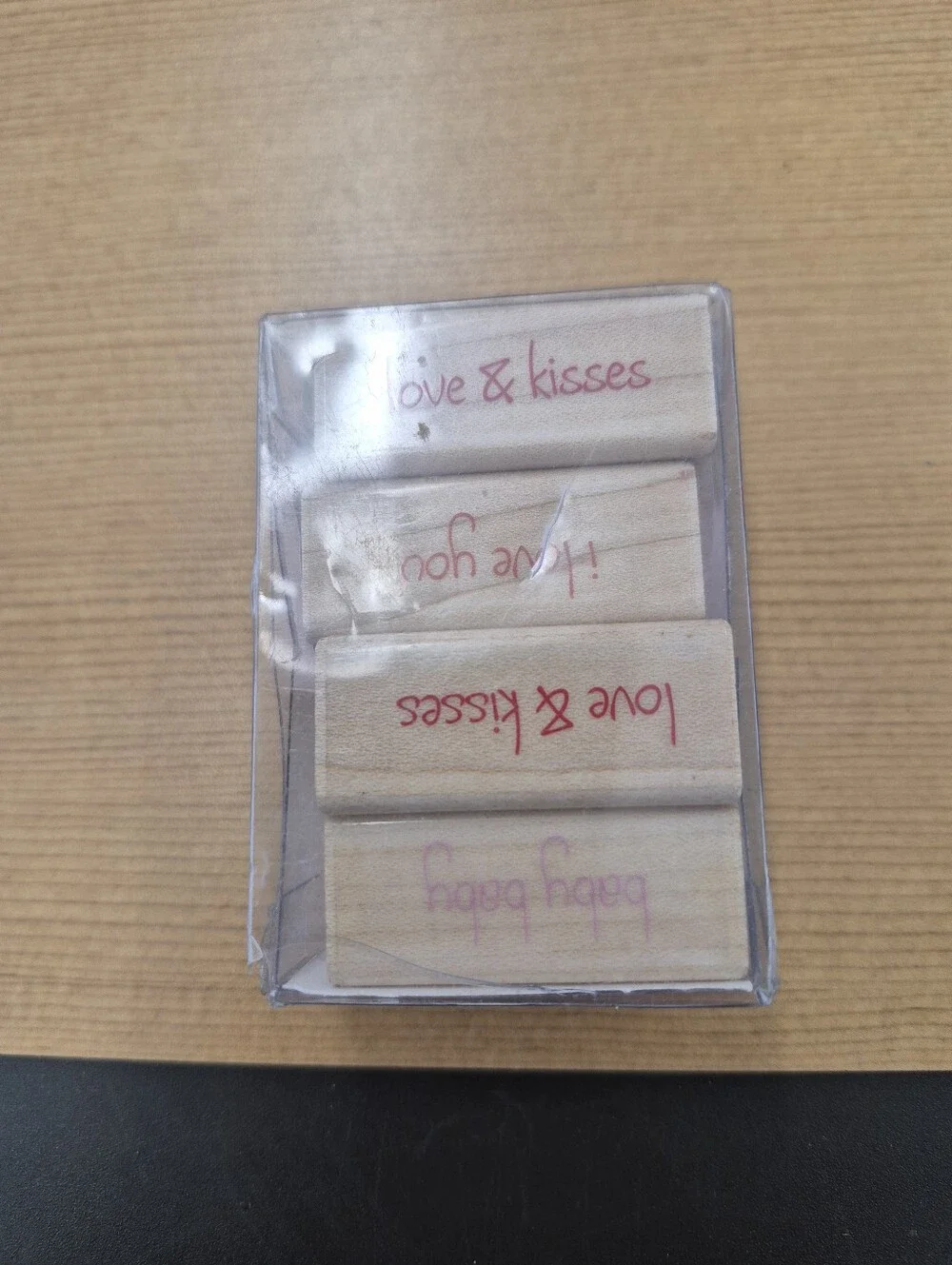 Rubber Stampede Natural Wood Sentiment Stamps - Love & Kisses (Set)